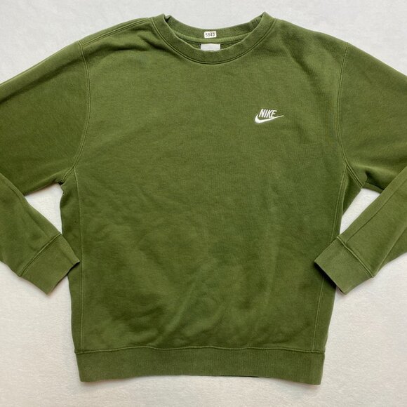 VintageN ike Sweatshirt Men's S Army Green Swoosh Pullover Crewneck Y2K - Picture 2 of 13